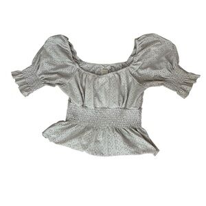 Urban Romantics Size Small Shirt Top Light Tan Cream Elastic Sleeve and Waist